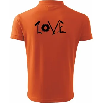Pánská košile Love bubeník nápis - Polokošile pánská Pique Polo 203 - 3XL ( Oranžová )