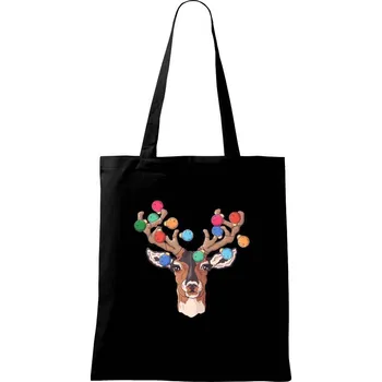 Nákupní taška Vánoční jelen - Taška bavlněná - 42 x 38 cm ( Černá )