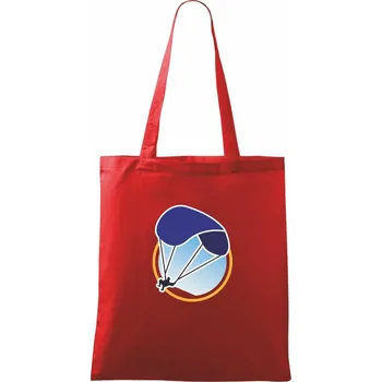 Nákupní taška Paragliding modrý padák v kolečku - Taška bavlněná - 42 x 38 cm ( Červená )