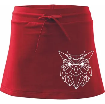Dámská sukně Geometrie - sova - Sportovní sukně - two in one - S ( Červená )