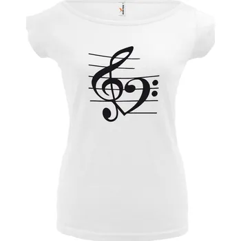 Dámské tričko NOTY KLÍČE (bílé, černý potisk) dámské velikost M (Dámské tričko s potiskem)