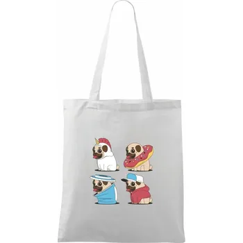 Mops v převleku - Taška bavlněná - 42 x 38 cm ( Bílá )