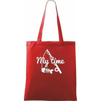 Nákupní taška Rybaření - My time - Taška bavlněná - 42 x 38 cm ( Červená )