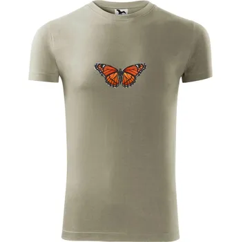 Pánské tričko Motýl Monarcha stěhovavý - Viper FIT - Pánské zůžené tričko - L ( Light khaki )