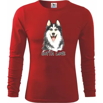 Chlapecké tričko Husky - gotta love - Triko dětské Long Sleeve - 158 cm/12 let ( Červená )