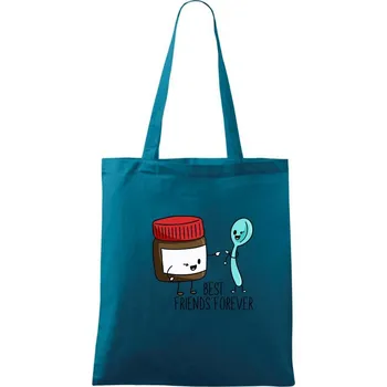 BFF nugeta a lžička - Taška bavlněná - 42 x 38 cm ( Petrolejová )