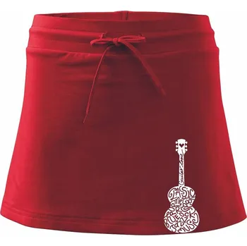 Dámská sukně Kytara - názvy hudebních stylů - Sportovní sukně - two in one - XL ( Červená )