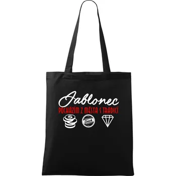 Nákupní taška Jablonec město s tradicí - Taška bavlněná - 42 x 38 cm ( Černá )