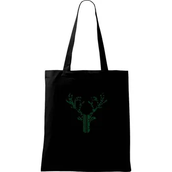 Nákupní taška Jelen vzorovaný - Taška bavlněná - 42 x 38 cm ( Černá )