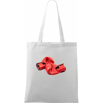 Nákupní taška Boxerské rukavice červené - Taška bavlněná - 42 x 38 cm ( Bílá )