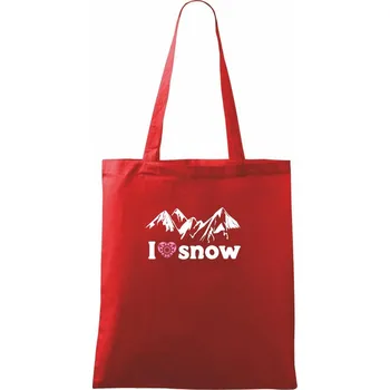 Nákupní taška I love snow hory - Taška bavlněná - 42 x 38 cm ( Červená )