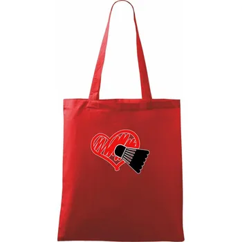Nákupní taška Badminton srdce - Taška bavlněná - 42 x 38 cm ( Červená )