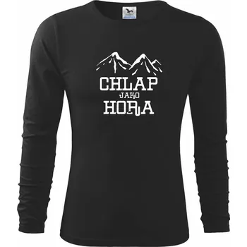 Chlapecké tričko Chlap jako hora - Triko dětské Long Sleeve - 122 cm/6 let ( Černá )