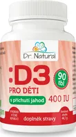 Dr.Natural Vitamín D3 pro děti s příchutí jahod 400 mg 90 tbl.