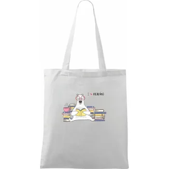 I love reading medvěd - Taška bavlněná - 42 x 38 cm ( Bílá )