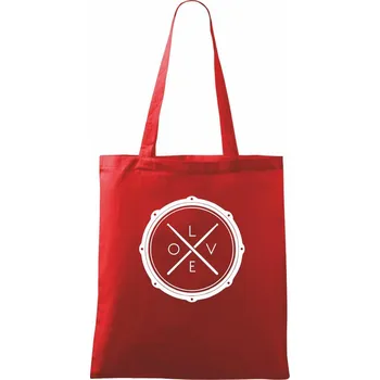 Nákupní taška Paličky bicí LOVE - Taška bavlněná - 42 x 38 cm ( Červená )