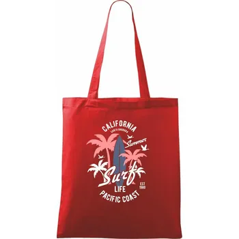 Nákupní taška California Surf - Taška bavlněná - 42 x 38 cm ( Červená )