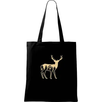 Nákupní taška Jelen a pohoří - Taška bavlněná - 42 x 38 cm ( Černá )