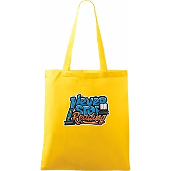 Never stop reading - Taška bavlněná - 42 x 38 cm ( Žlutá )
