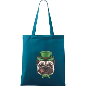 Mops a myslivec - Taška bavlněná - 42 x 38 cm ( Petrolejová )