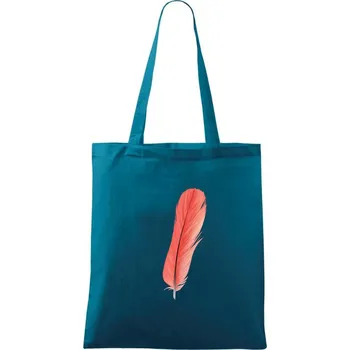 Barevné pírko - Taška bavlněná - 42 x 38 cm ( Petrolejová )