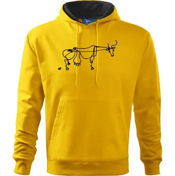 Pánská mikina Kráva kreslená - Mikina pánská Cape s kapucí - XL ( Žlutá )