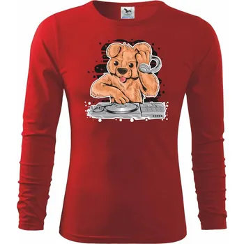 Chlapecké tričko DJ Teddy - Triko dětské Long Sleeve - 158 cm/12 let ( Červená )