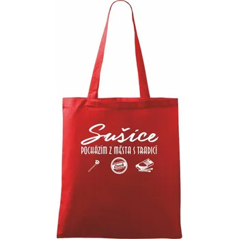 Nákupní taška Sušice město s tradicí - Taška bavlněná - 42 x 38 cm ( Červená )