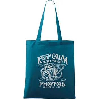 Keep Calm And Take Photos - Taška bavlněná - 42 x 38 cm ( Petrolejová )