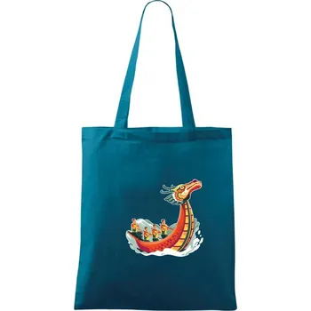 Dračí lodě při závodě - Taška bavlněná - 42 x 38 cm ( Petrolejová )