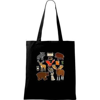 Nákupní taška Lesní zvířátka - Taška bavlněná - 42 x 38 cm ( Černá )