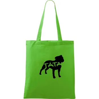 Nákupní taška Stafordširský bullteriér táta obrys - Taška bavlněná - 42 x 38 cm ( Apple Green )