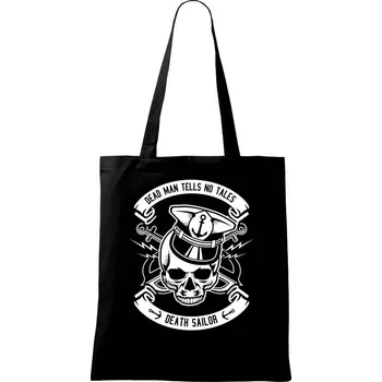 Nákupní taška Lebka námořník - Taška bavlněná - 42 x 38 cm ( Černá )