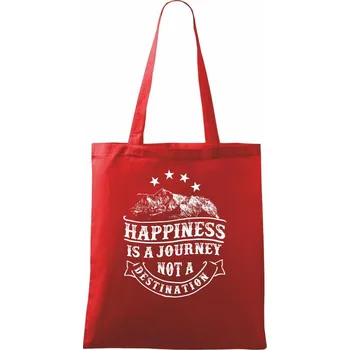 Nákupní taška Happiness is a Journey - Taška bavlněná - 42 x 38 cm ( Červená )