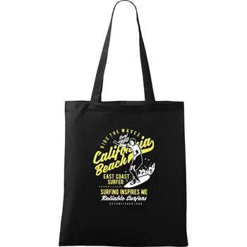 Ride The Waves in California Beach - Taška bavlněná - 42 x 38 cm ( Černá )