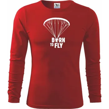 Born to fly paramotor - Triko dětské Long Sleeve - 134 cm/8 let ( Červená )