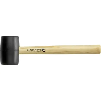 Kladivo Černé gumové kladivo s dřevěnou rukojetí HOGERT Váha kladiva (g): 680, Rozměry hlavice kladiva (mm): 114x63, Celková délka kladiva (mm): 334