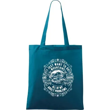 I Want to Go Mountains - Taška bavlněná - 42 x 38 cm ( Petrolejová )