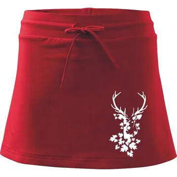 Dámská sukně Jelen z listů - Sportovní sukně - two in one - XL ( Červená )