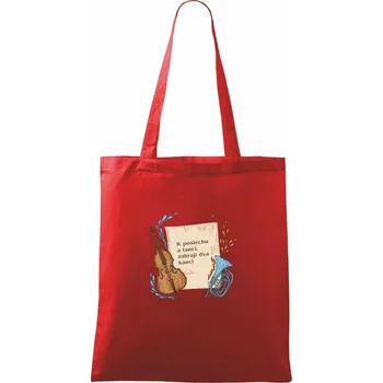 Nákupní taška K poslechu a tanci, zahrají dva kanci - Taška bavlněná - 42 x 38 cm ( Červená )