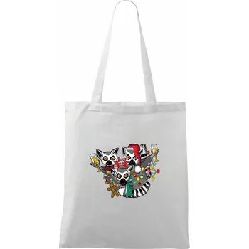 Vánoční Lemurové (Pecka design) - Taška bavlněná - 42 x 38 cm ( Bílá )
