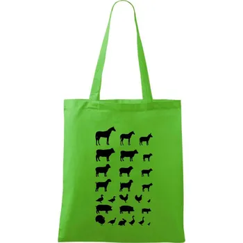 Nákupní taška Zvířátka z vesnice - Taška bavlněná - 42 x 38 cm ( Apple Green )