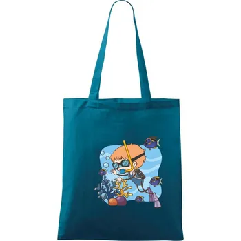 Potápka kluk - Taška bavlněná - 42 x 38 cm ( Petrolejová )