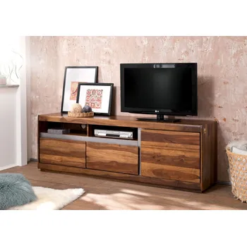 Televizní stolek ROUND TV stolek -2 skříňky 180x60 cm, hnědá