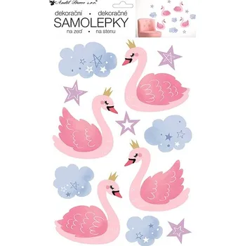 Samolepící dekorace Samolepka na zeď labutě 24 x 42 cm