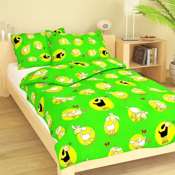 Povlečení Dětské krepové povlečení Ovečky zelené Uzávěr: Mandlovací knoflík