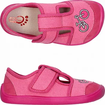 Dívčí bačkory Bačkůrky plátěnky 3F 3BE3/5 bar3foot super flexi růžové s kolem barefoot velikost: 25