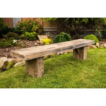 Zahradní lavice Betonová zahradní lavička WOODY bez opěradla - imitace dřeva -120 cm