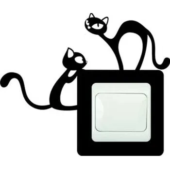 Samolepící dekorace Samolepka pod vypínač Nezbedné kočky stojící (dekorace na zeď)