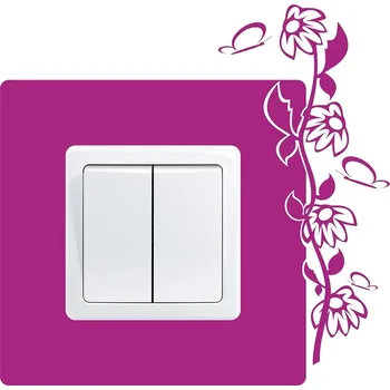 Samolepící dekorace Samolepka pod vypínač Květiny s motýly (samolepka na zeď)